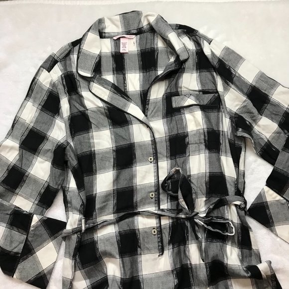 Victoria's‎ Secret Shimmery Plaid Lightweight Flannel PJ Sleep Romper Outfit L - Picture 13 of 14